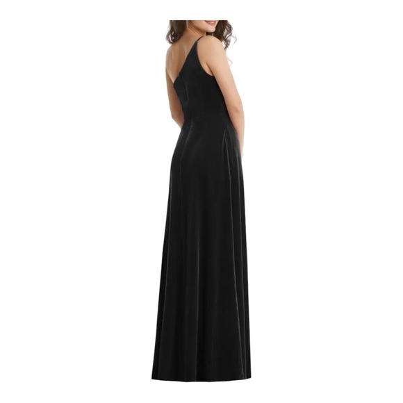AFTER SIX VELVET ONE SHOULDER‎ GOWN SIZE 16 BLACK IN COLOR; SOLID COLOR PROM - Picture 2 of 10